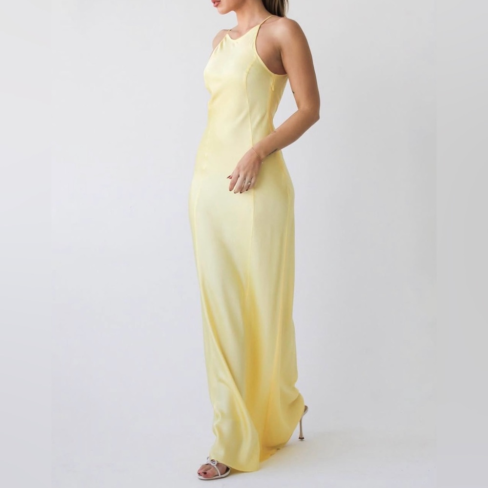 NWT Rumored Banana Yellow Mirielle Maxi Dress size Large